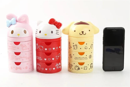 hello kitty anime peripheral cartoon 3-layer drawer storage box my melody cute cat makeup box kawaii birthday gift for women