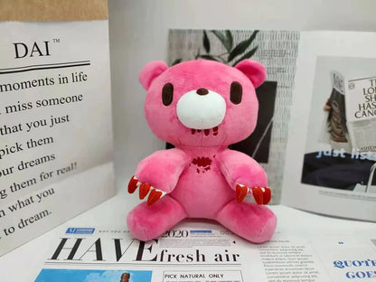 24cm Gloomy Bear Plush Toy Bloodthirsty Pink Bear Plushie Doll Animal Teddy Stuffed Toy Pillow for Kids Birthday Christmas Gift