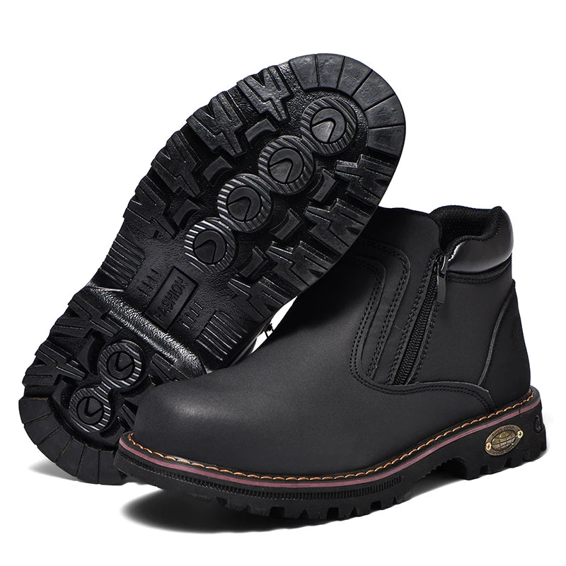 Anti Puncture Anti Smashing Work Boots Safety Steel Toe Shoes Men Waterproof Leather Boots Protective Shoes Safety Men Boots