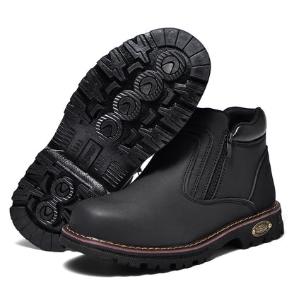 Anti Puncture Anti Smashing Work Boots Safety Steel Toe Shoes Men Waterproof Leather Boots Protective Shoes Safety Men Boots