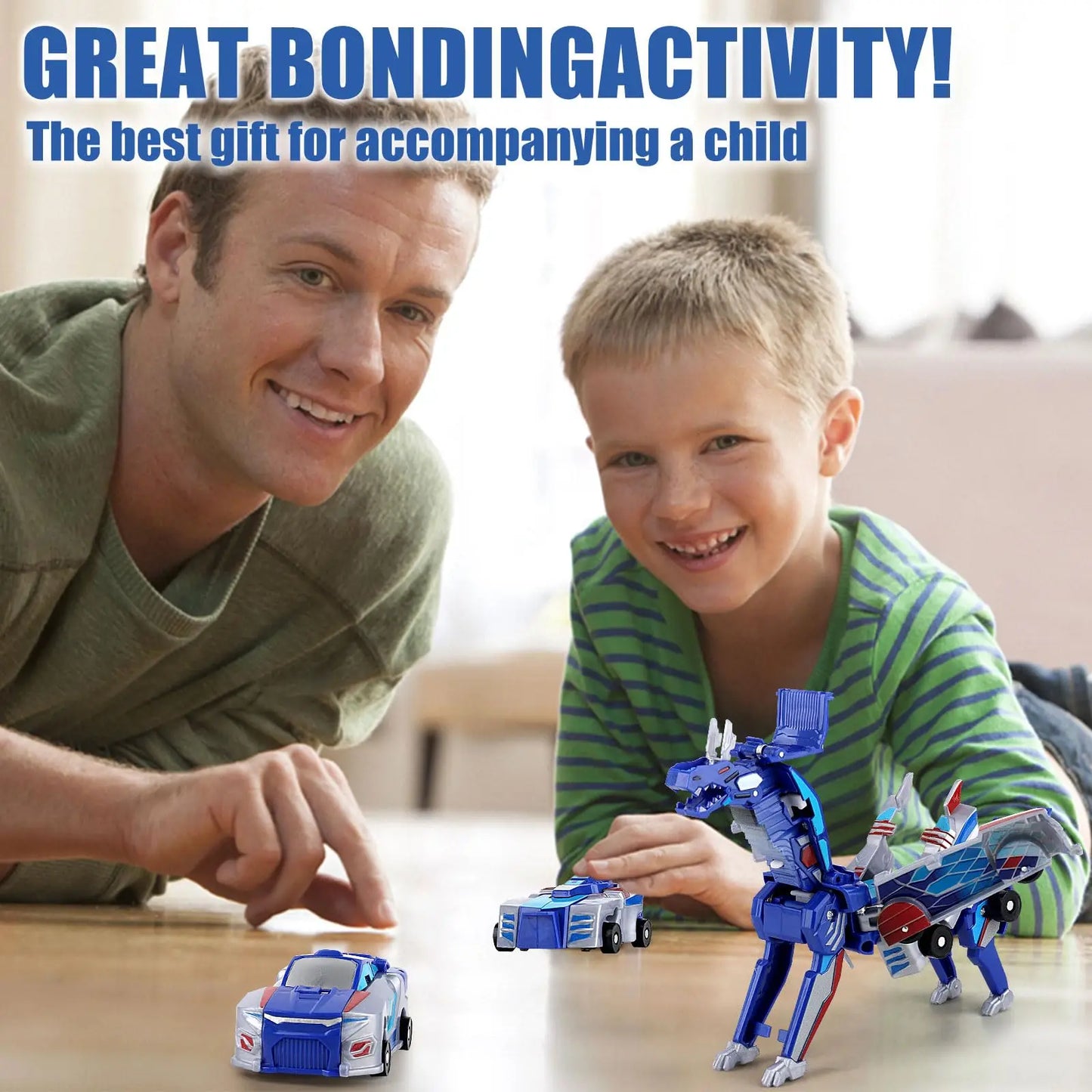 Magnetic 2-in-1 Transforming Car Toy for Kids – Unicorn & Dinosaur Robot, DIY Impact Deformation Racing Educational Gift