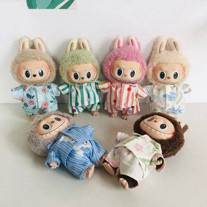For 15/17cm 3.0 labubu doll cothes Swimsuit Beach skirt beach striped floral shirt shorts For ropa labubu outfit Decorations