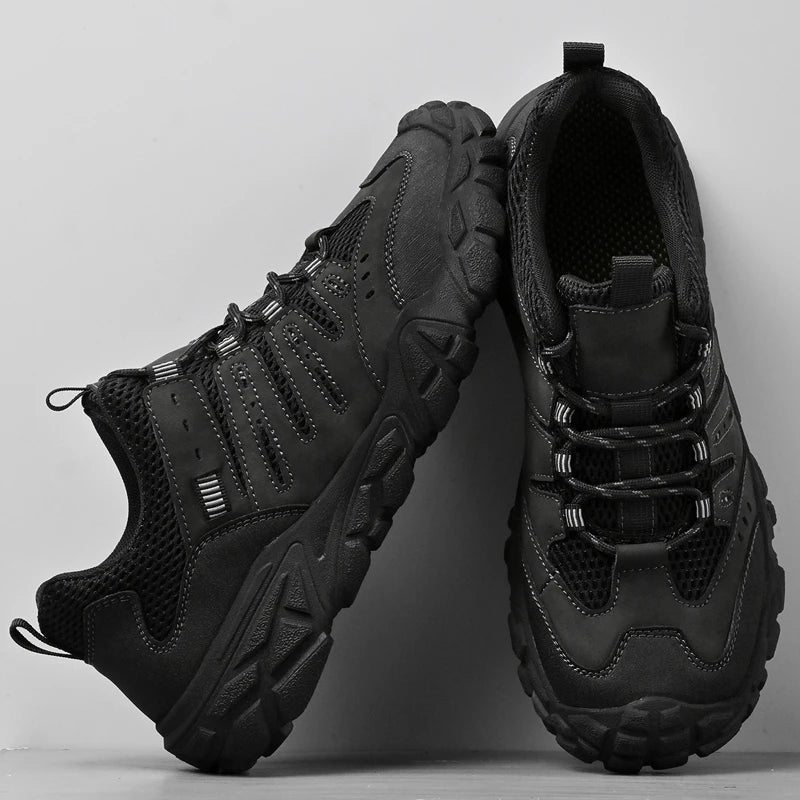 Retro Style Men's Outdoor Hiking Shoes Durable Waterproof Trekking Sneakers Non-Slip Sole Trainers Male Mountain Travel Footwear