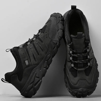 Retro Style Men's Outdoor Hiking Shoes Durable Waterproof Trekking Sneakers Non-Slip Sole Trainers Male Mountain Travel Footwear