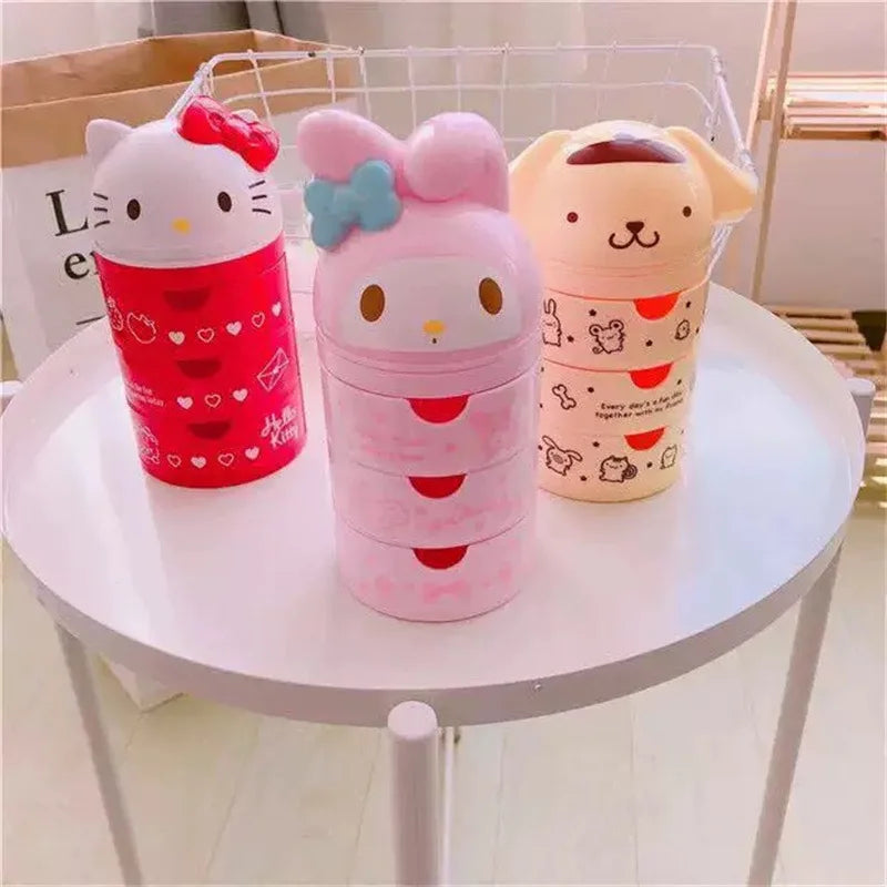 hello kitty anime peripheral cartoon 3-layer drawer storage box my melody cute cat makeup box kawaii birthday gift for women