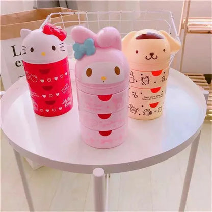 hello kitty anime peripheral cartoon 3-layer drawer storage box my melody cute cat makeup box kawaii birthday gift for women