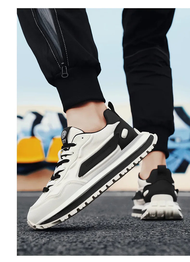 2025 New Spring Men's Breathable sneakers Casual Sports Shoes with Anti slip Soft Bottom White Shoes Men's Trendy Daday Shoes