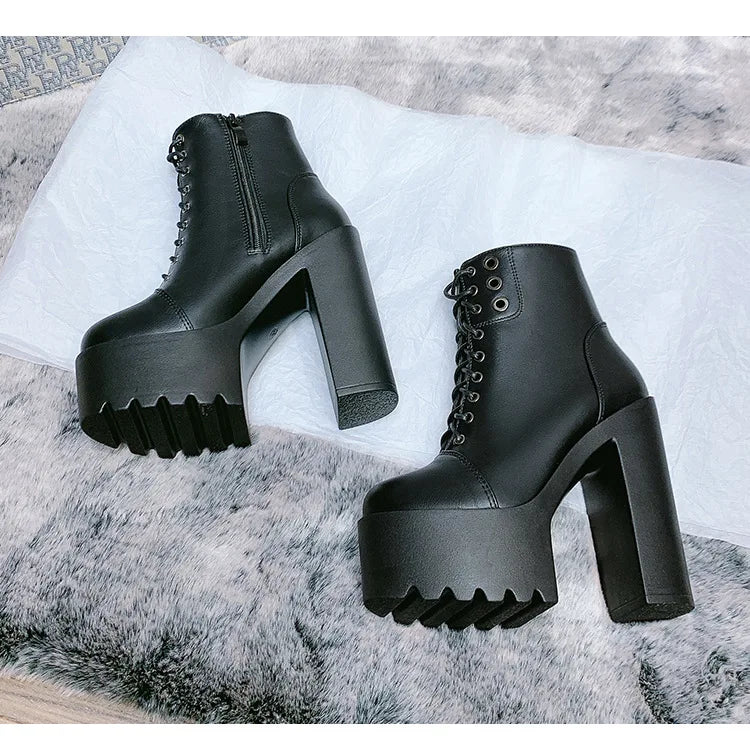 Female Boots Boots For Women Autumn Platform White Black Chunky Super High Heels Ankle High Quality Shoes Woman 2023 Brand New