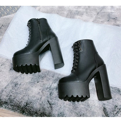Female Boots Boots For Women Autumn Platform White Black Chunky Super High Heels Ankle High Quality Shoes Woman 2023 Brand New