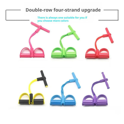 Fitness Resistance Bands-4 Tube Pedal Ankle Puller - Sit Up Leg Stretch Rope Exercise Bands , Stretching Workout Fitness Bands