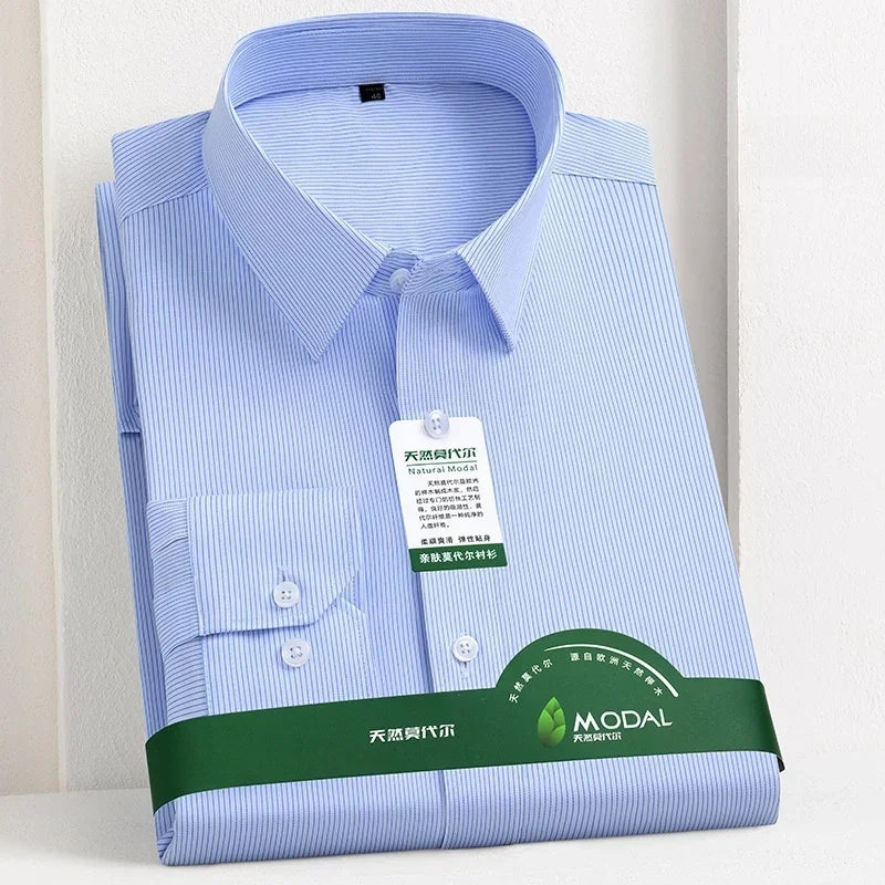 New Quality Anti-Wrinkle Men Shirt Long Sleeves Dress Shirts For Men Slim Fit Camisa Social Business Office White Shirt 5XL