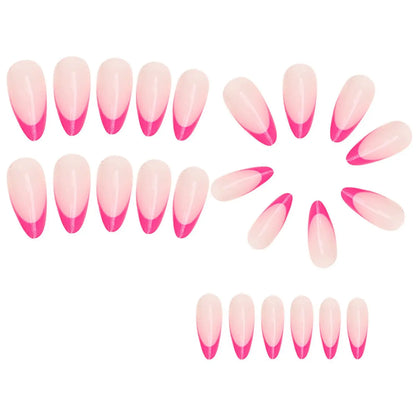 ARTAUG 24PCS Short Press On Nails Square Pink Fingertip White French Trim Press On Nails Full Cover Fake Nails Set Nail