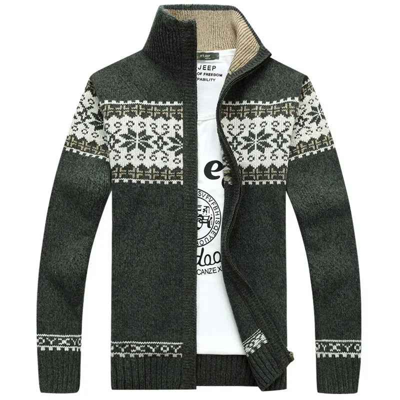 2026 Men's Warm Knitted Jackets Thick Long Sleeve Warm Sweater Coat Printted Casual Cardigan Male Jackets Cardigan Plus Size 5XL