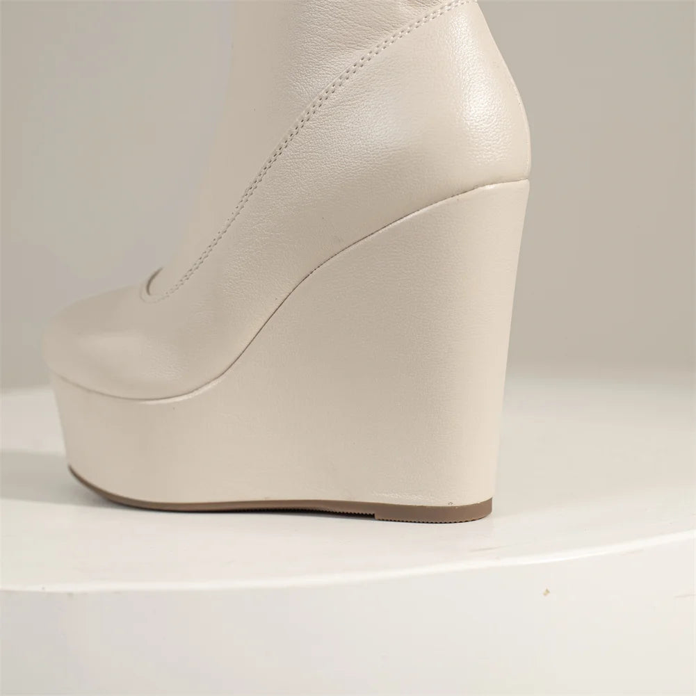 Big Size 35-43 Brand New Ladies Platform Ankle Boots Fashion Zip Wedges High Heels Boots Women 2022 Party Office Shoes Woman