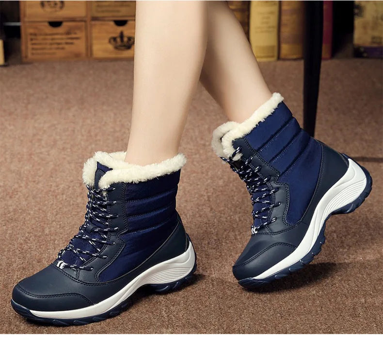 Women's Boots Women Heels Boots For Winter Shoes Woman Keep Warm Fur Botas Mujer 2025 Snow Boots Platform Shoes White Black Boot