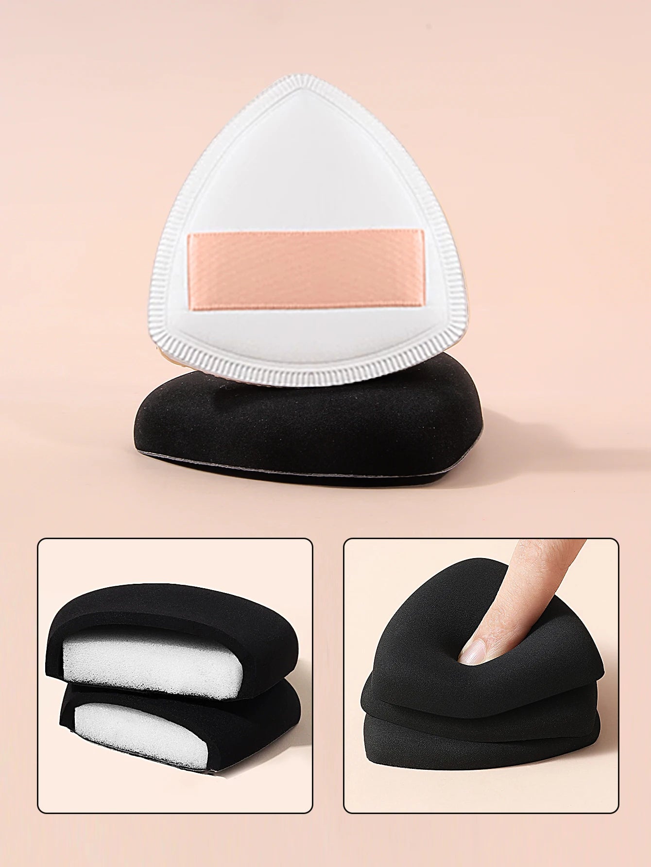 2PCS Super Soft Marshmallow Powder Puffs for Wet and Dry Use for Daily Makeup Touch-ups, Black and White Sponge Powder Puffs