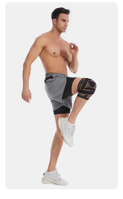 GOBYGO Sports Copper Ion Strap Knee Pads Fitness Jump Rope Basketball Running Gear Non-slip Knitted Nylon Knee Pads Men Women