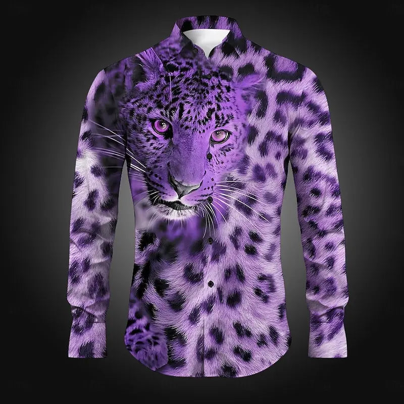 Men's leopard print button down shirt fashion casual men's leopard print new design new soft and comfortable plus size XS-6XL
