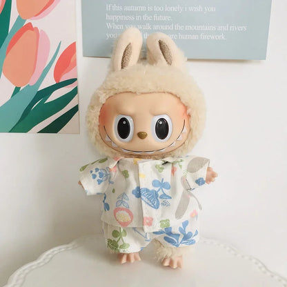 For 15/17cm 3.0 labubu doll cothes Swimsuit Beach skirt beach striped floral shirt shorts For ropa labubu outfit Decorations