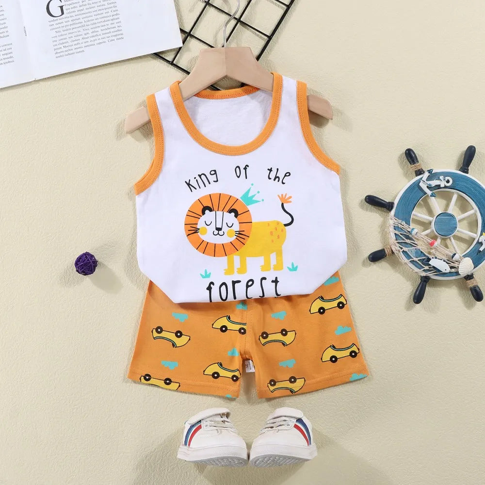 Fashion Kids Clothes Boys Girls Sets Top Shorts 2PCS 100% Cotton Soft Summer Children Baby Cloths T-shirt Shorts Toddler Suit