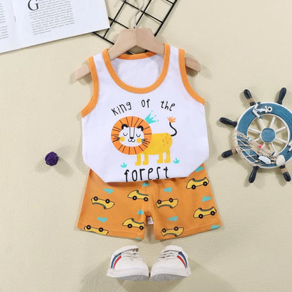 Fashion Kids Clothes Boys Girls Sets Top Shorts 2PCS 100% Cotton Soft Summer Children Baby Cloths T-shirt Shorts Toddler Suit