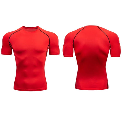 Men's Compression T-Shirt Summer Sportswear Running T shirt Elastic Quick Dry Sport Tops Tee Athletic Gym Workout T Shirts Men