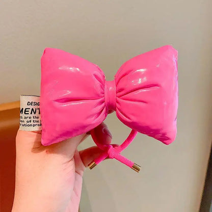 Large Bow Children Hair Rope Pink Red Princess Rubber Bands Headwear Baby Girl High Ponytail Holder Ropes Kids Hair Accessories