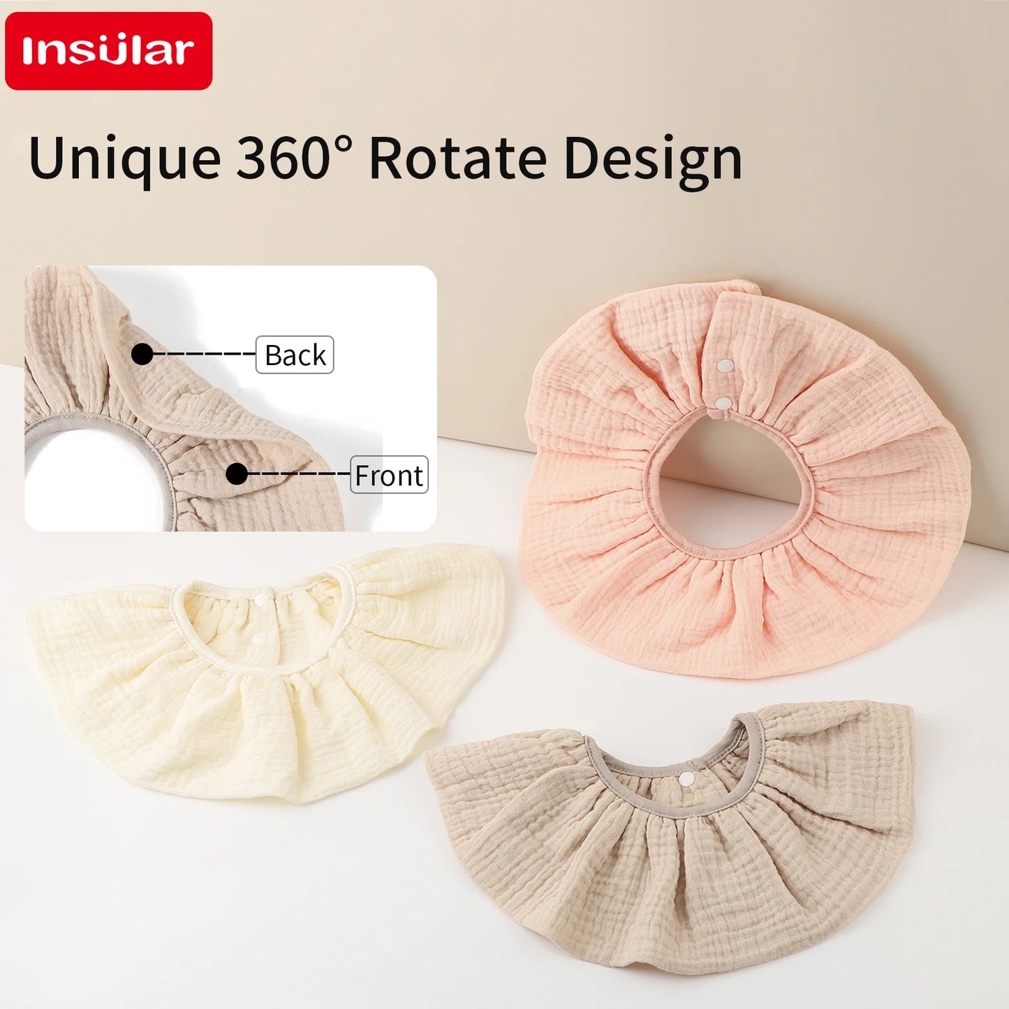 INSULAR 4 Layer Gauze Baby Bibs 100% Cotton Floral Burp Cloths Newborn Skin-friendly Absorbent Infant Towel Breathable 0-1Y