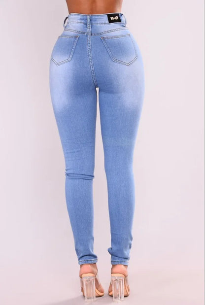 Bleached Distressed Women Pencil Denim Pants Ankle Length Jeans Skinny Washed Pockets High Waist Jean Zipper Fly Casual 2024