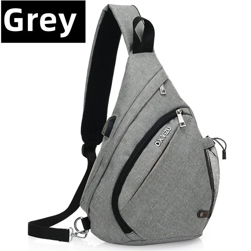 New Men One Shoulder Backpack Women Sling Bag Crossbody USB Boys Cycling Sports Travel Versatile Fashion Bag Student School 2023