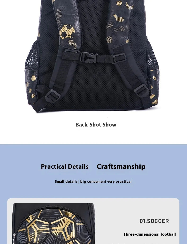 Football School Bags for Boys Shoulder Backpack Bagutte Children Spinal Protection Light Big Capacity Waterproof Backpack Kids
