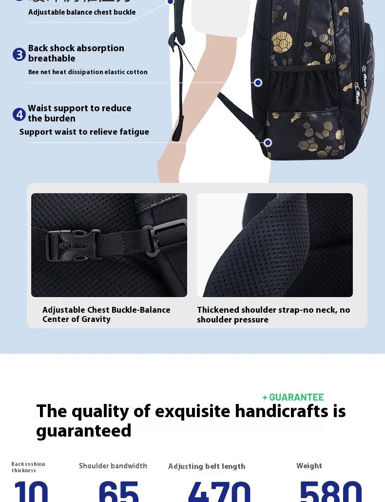 Football School Bags for Boys Shoulder Backpack Bagutte Children Spinal Protection Light Big Capacity Waterproof Backpack Kids