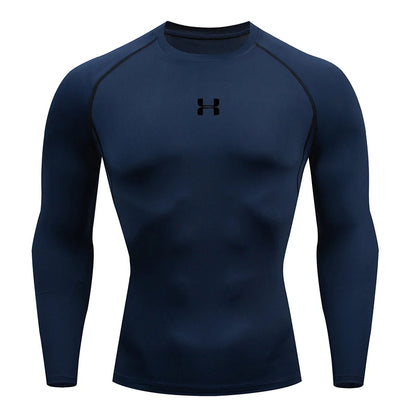 Men's Compression Long Sleeve Shirt Quick Dry Muscle Fit Athletic Top for Workout Training Bodybuilding Running Fitness Sports