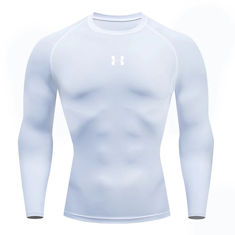 Men's Compression Long Sleeve Shirt Quick Dry Muscle Fit Athletic Top for Workout Training Bodybuilding Running Fitness Sports