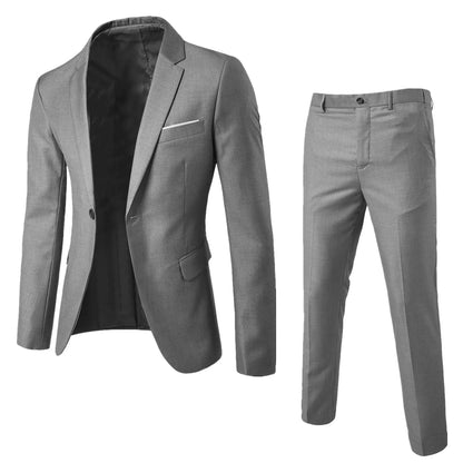 Suits Men Two Piece Sets Pant Set Blazer Turn Down Collar Full Sleeve Slim Fit Tight Waist Coat Long Pants Wedding Fabric Upgade
