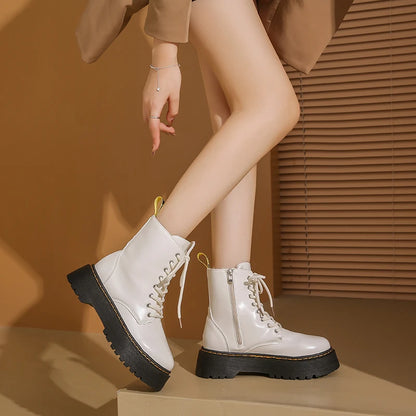 2025 New Women Boots Goth Casual Shoes Woman Leather Chelsea Classic Female Goth Shoes High Platform Boots Women Boots