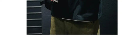 American Retro Men's  irt Summer Loose Workwear ort Sve T-irt Simple Sle Youth Trend ket Design Flat Iron