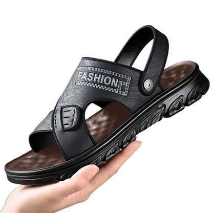Men's Summer Thickened Anti-slip Wear-resistant Breathable Beach Sandals Driving Beachside Slip-On PVC Material Adult Footwear