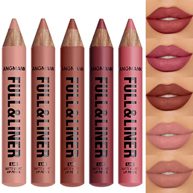 Waterproof Matte Lipliner Pencil Brown Contour Tint Lipstick Pen Long Lasting 12 Color Wooden Lip Liner Pencil Full-lip Makeup