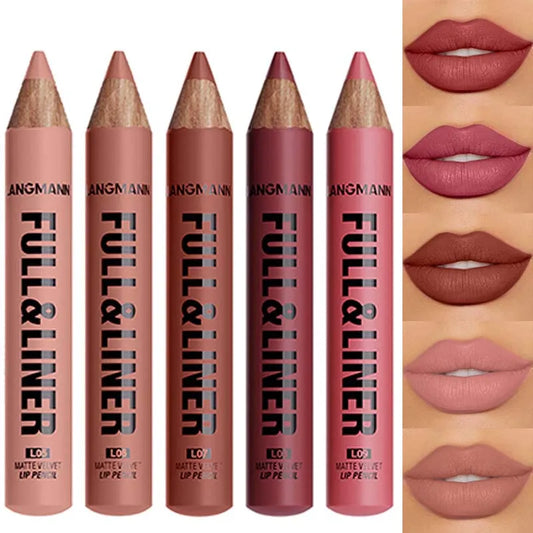 Waterproof Matte Lipliner Pencil Brown Contour Tint Lipstick Pen Long Lasting 12 Color Wooden Lip Liner Pencil Full-lip Makeup