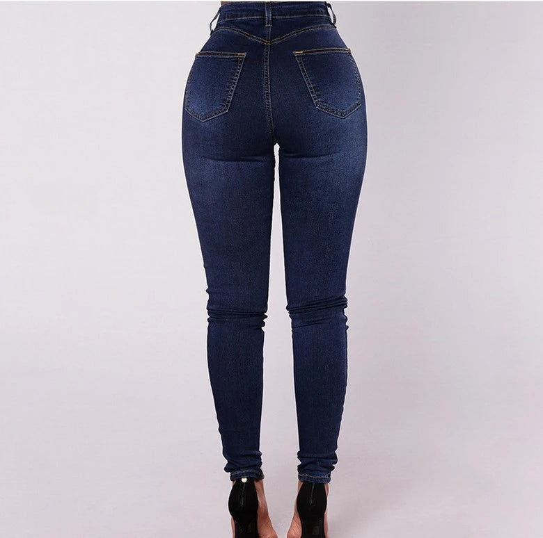 Denim Pencil Pants Women Vintage Jeans High Waist Washed Double Breasted Pockets Basics Ankle Length Trousers 2025 Streetwear