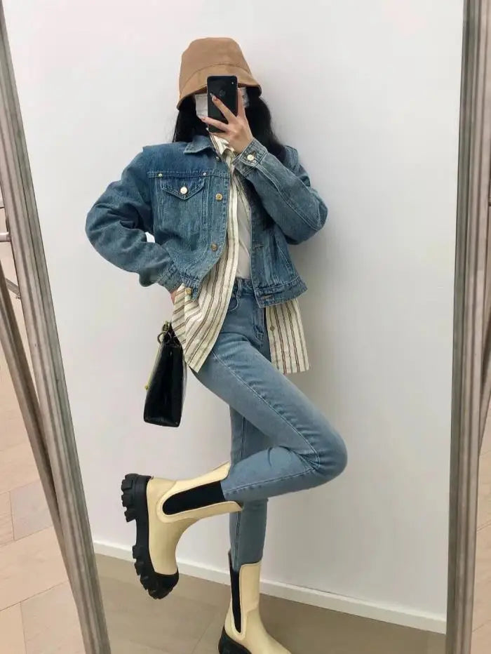 Women Motorcycle Boots Wedges Flat Shoes Woman Spring High Heel Platform Leather Combat Boots Lace Up Shoes Black Girls Platform