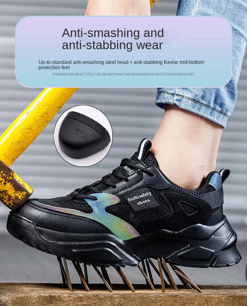 New Fashion 2024 Women's Safety Shoes Sneakers Women Anti-smash Anti-puncture Security Boots Protective Shoes Breathable