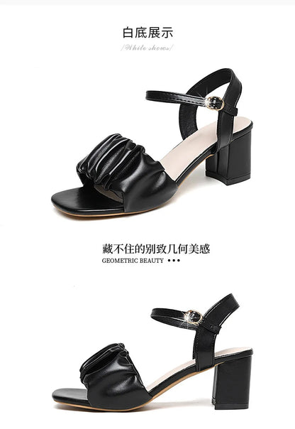 Size 35-42 New Fashion White High Heel Shoe Buckle Sandalias Grace Dress Female Designer Party Shoes 2024 Summer Women's Sandals