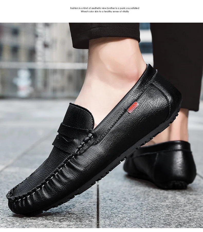 Men Shoes Casual Leather Mens Loafers Moccasins Designer Slip on Boat Shoes High Quality Chaussure Homme Plus Size 38-47