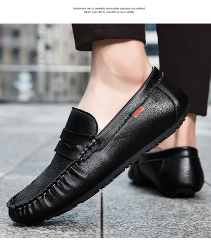 Men Shoes Casual Leather Mens Loafers Moccasins Designer Slip on Boat Shoes High Quality Chaussure Homme Plus Size 38-47