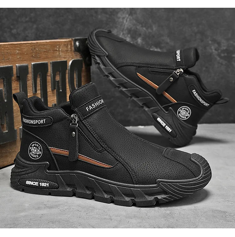 Men's High-Cut Casual Sports Shoes Anti-Slip Wear-Resistant Ankle Boots Outdoor Workwear Footwear for Comfortable Walking