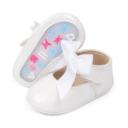 Fashion Baby Girl Casual Leather Shoes Exquisite Lace Bowknot Solid Color Princess Wedding Walking Shoes Soft Non-slip Flat Sole