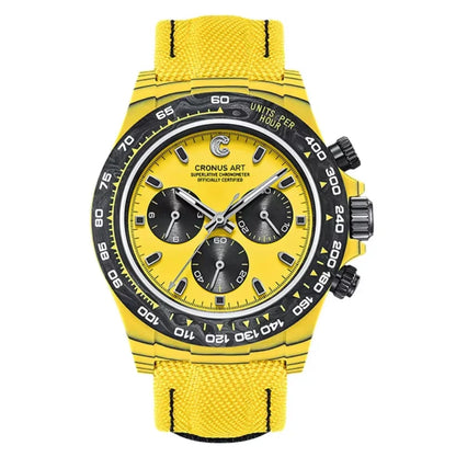 CRONUSART Men Chronograph Watch Pilot 40mm Automatic Mechanical Wristwatch Carbon Fiber Case Luminous Sapphire Mirror