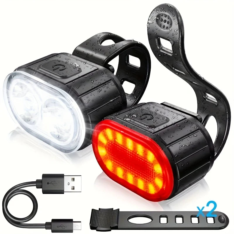 Cycling Bicycle Front Rear Light /Set Bike Defense Flashlight Stick MTB Waterproof Taillight LED Lantern Bicycle Accessories